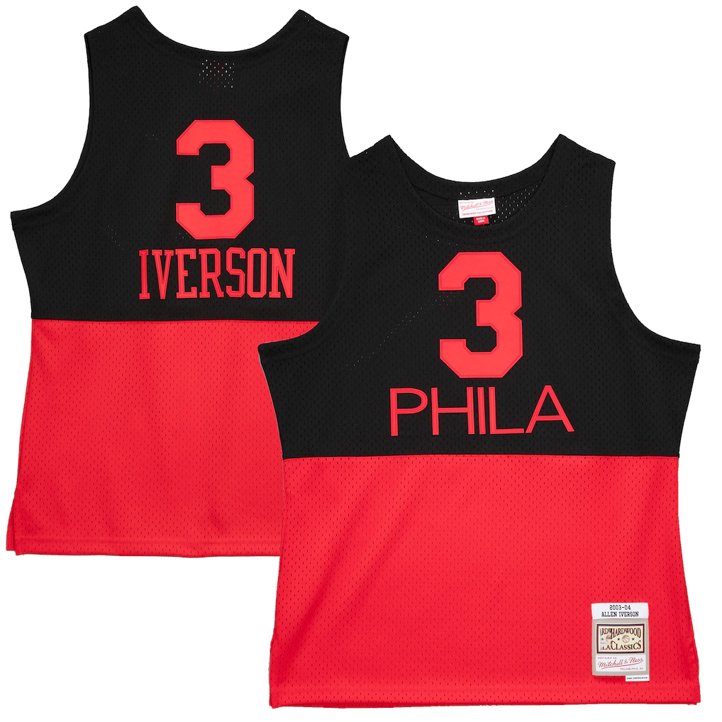 harde P.76ers #3 Allen Iverson Mitchell & Ness Black 2003-04 Hardwood Classics Reload 2.0 Swingman Jerseys
