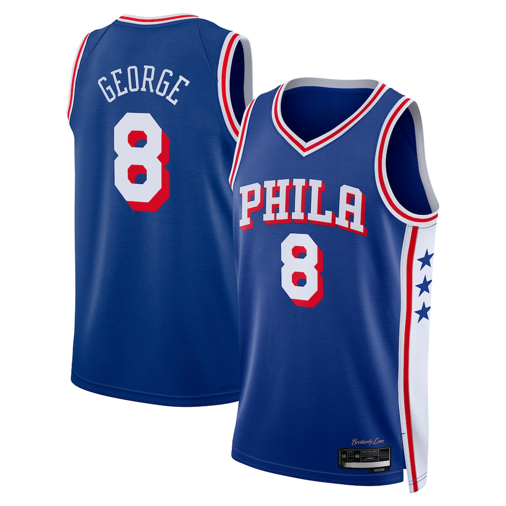 harde P.76ers #8 Paul George Royal 2024 Offseason Addition Swingman Jerseys