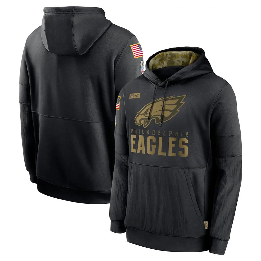 harde P.Eagles Black Salute to Service Hoodies Limited Game Blank Player Stitched Jerseys