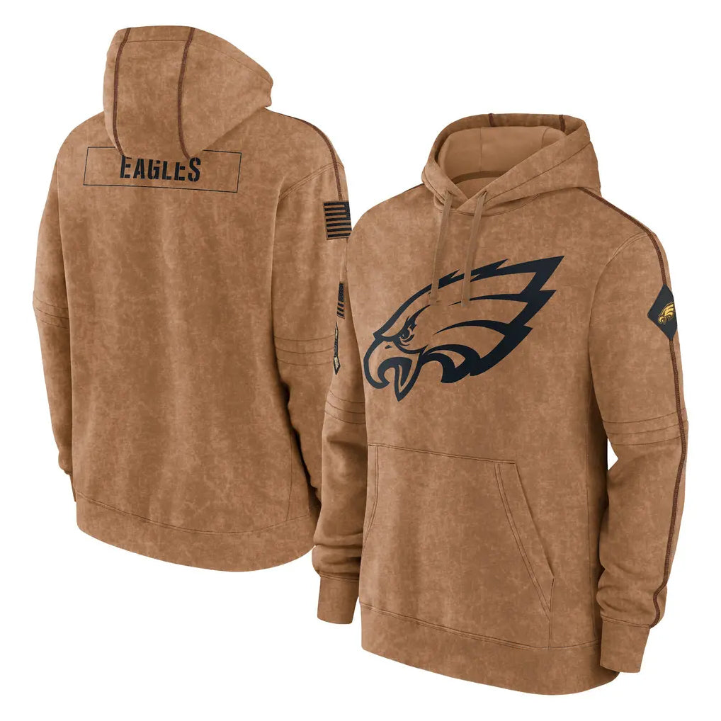 harde P.Eagles Brown Salute to Service Pullover Hoodies Limited Game Blank Player Stitched Jerseys