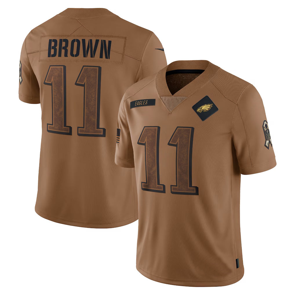 harde P.Eagles #11 A.J. Brown Player Brown Salute To Service Limited Stitched Jerseys