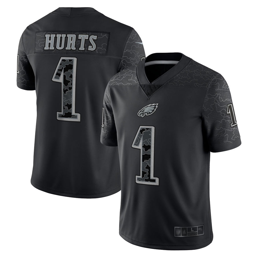 harde P.Eagles #1 Jalen Hurts Player Black REFLECTIVE Limited Stitched Jerseys