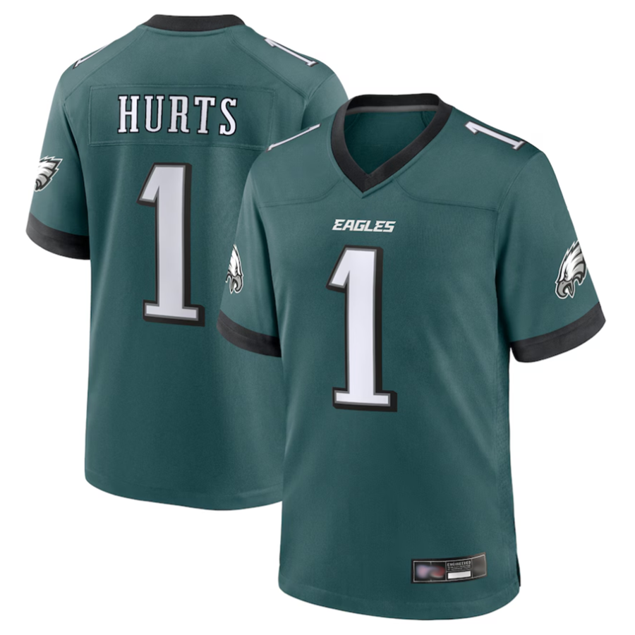 harde P.Eagles #1 Jalen Hurts Player Midnight Green Game Stitched Jerseys