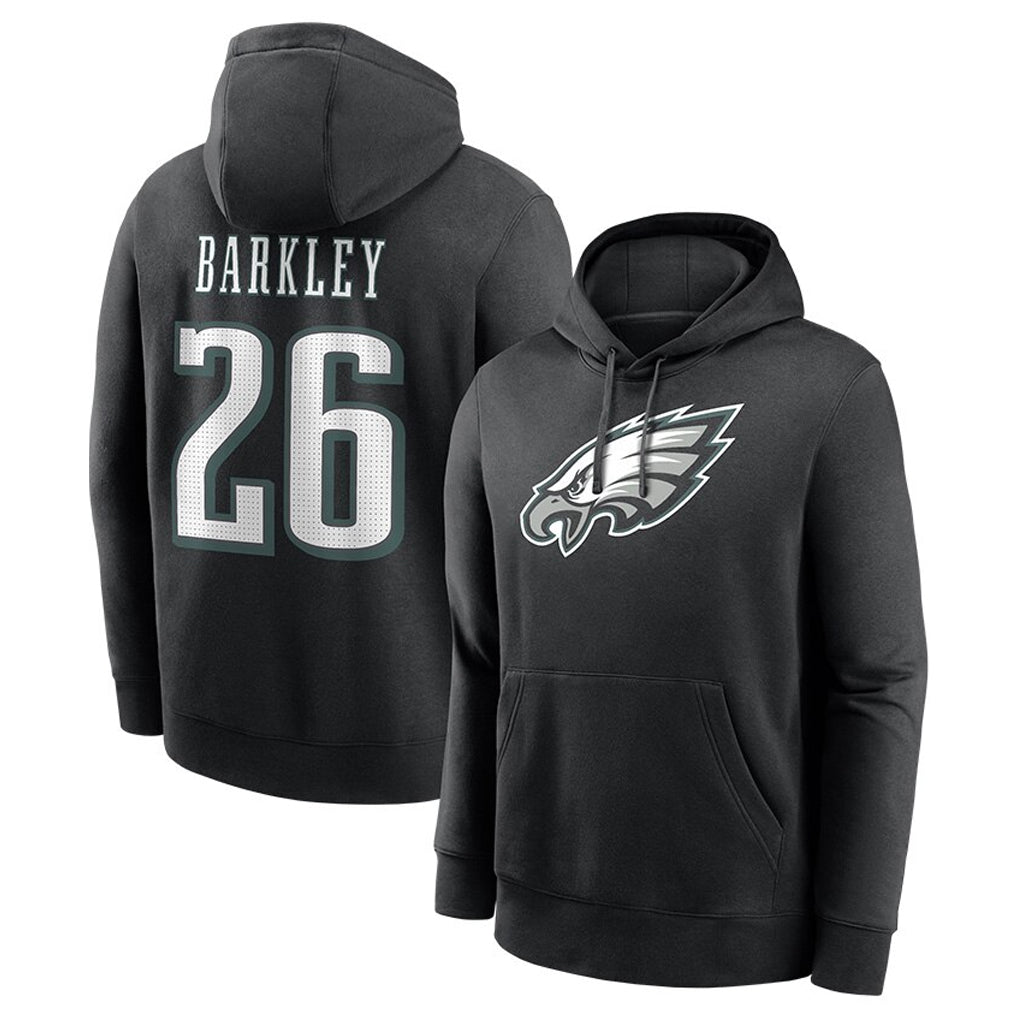 harde P.Eagles #26 Saquon Barkley Player Black Pullover Hoodies Home Game Stitched Jerseys