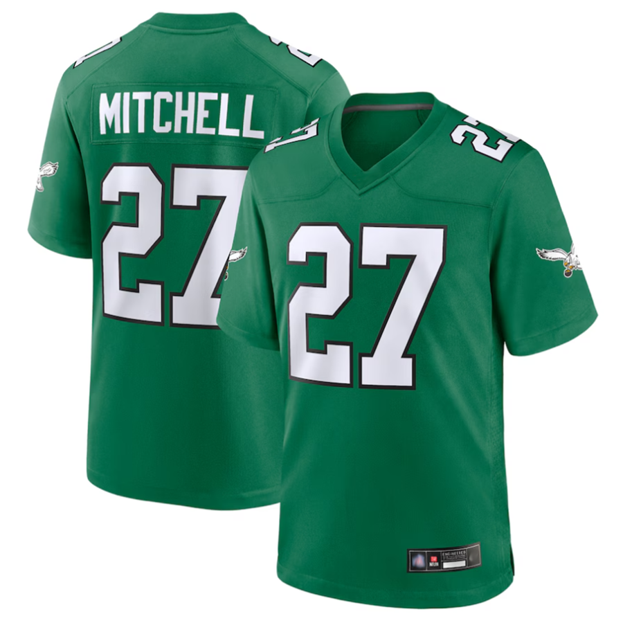 harde P.Eagles #27 Quinyon Mitchell Player Kelly Green Replica Game Stitched Jerseys