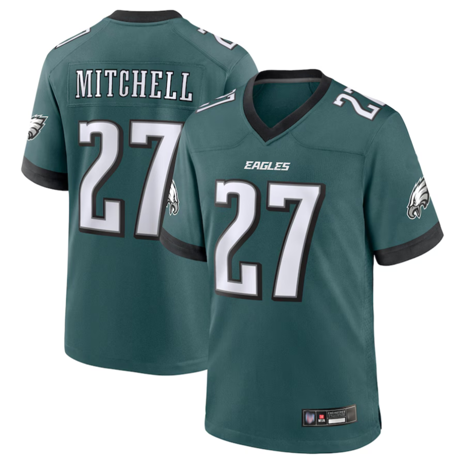 harde P.Eagles #27 Quinyon Mitchell Player Midnight Green Replica Game Stitched Jerseys