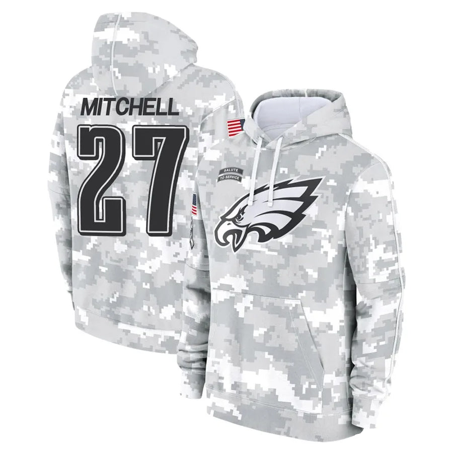 harde P.Eagles #27 Quinyon Mitchell Player Military Hoodie Arctic Camo Salute To Service Stitched Jerseys