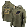 harde P.Eagles #27 Quinyon Mitchell Player Olive Salute to Service Pullover Hoodies Home Game Stitched Jerseys