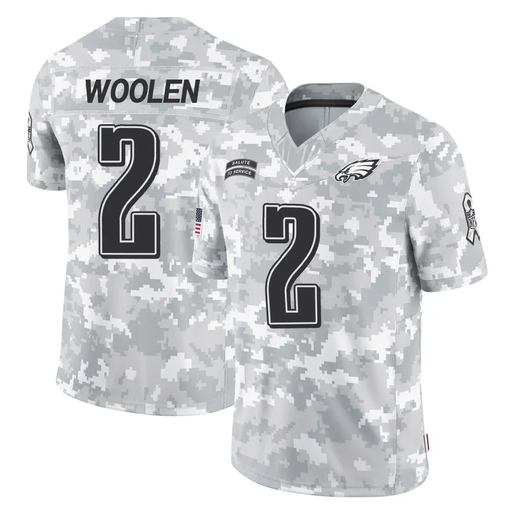 harde P.Eagles #2 Riq Woolen Player Arctic Camo Salute to Service Limited Game Stitched Jerseys