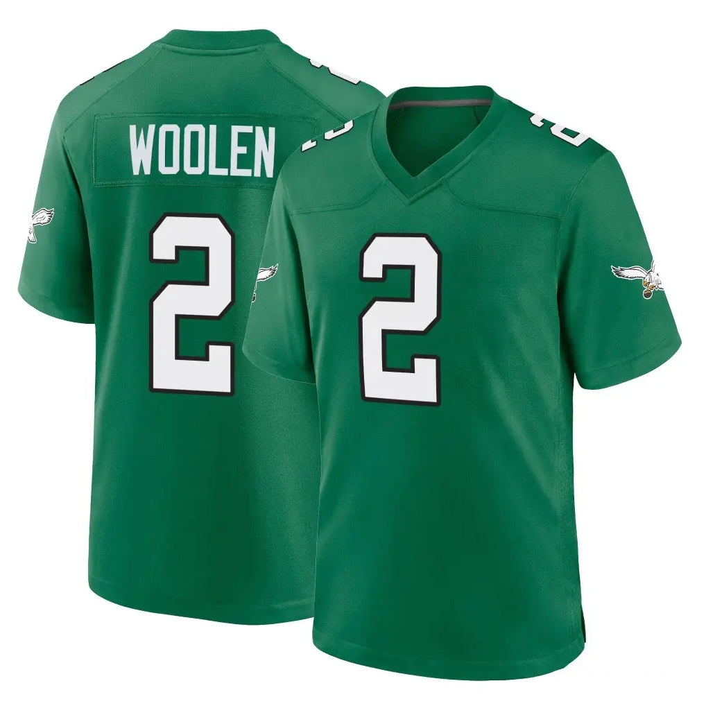 harde P.Eagles #2 Riq Woolen Player Green Kelly Alternate Home Game Stitched Jerseys