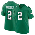 harde P.Eagles #2 Riq Woolen Player Green Kelly Alternate Home Game Stitched Jerseys