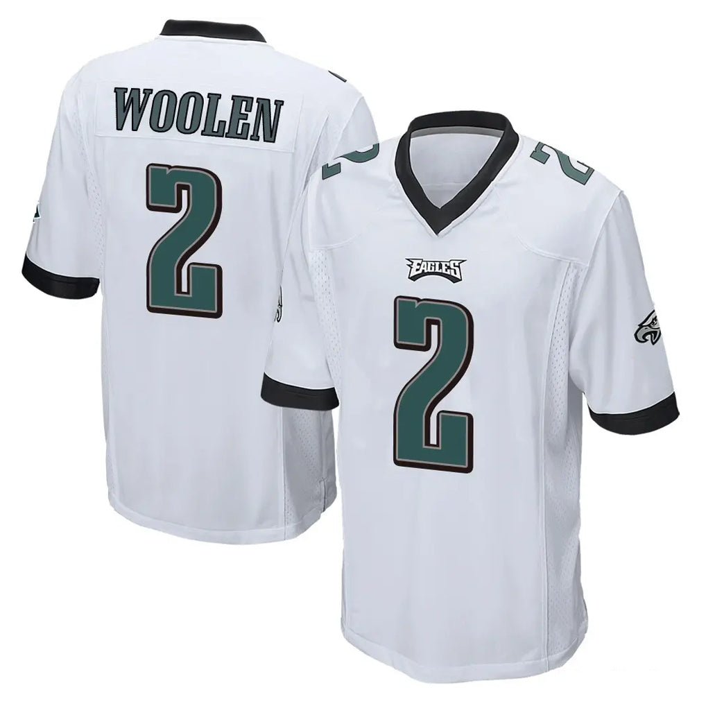 harde P.Eagles #2 Riq Woolen Player White Home Game Stitched Jerseys