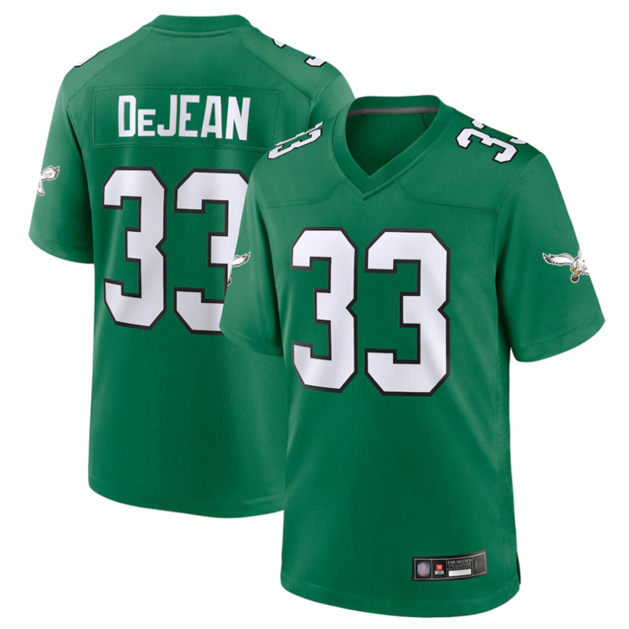 harde P.Eagles #33 Cooper DeJean Player Kelly Green Replica Game Stitched Jerseys