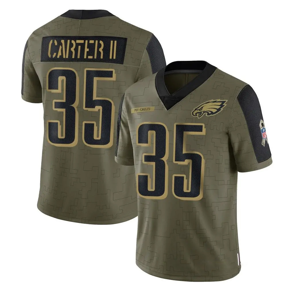 harde P.Eagles #35 Michael Carter II Player Olive Salute To Service Limited Game Stitched Jerseys