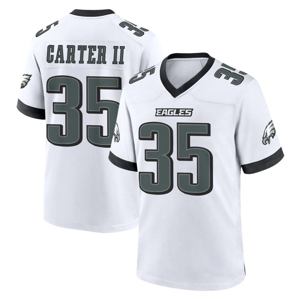 harde P.Eagles #35 Michael Carter II Player White Game Home Stitched Jerseys