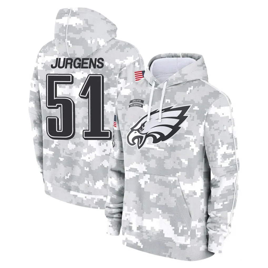 harde P.Eagles #51 Cam Jurgens Player Arctic Camo Salute to Service Pullover Hoodies Limited Game Stitched Jerseys