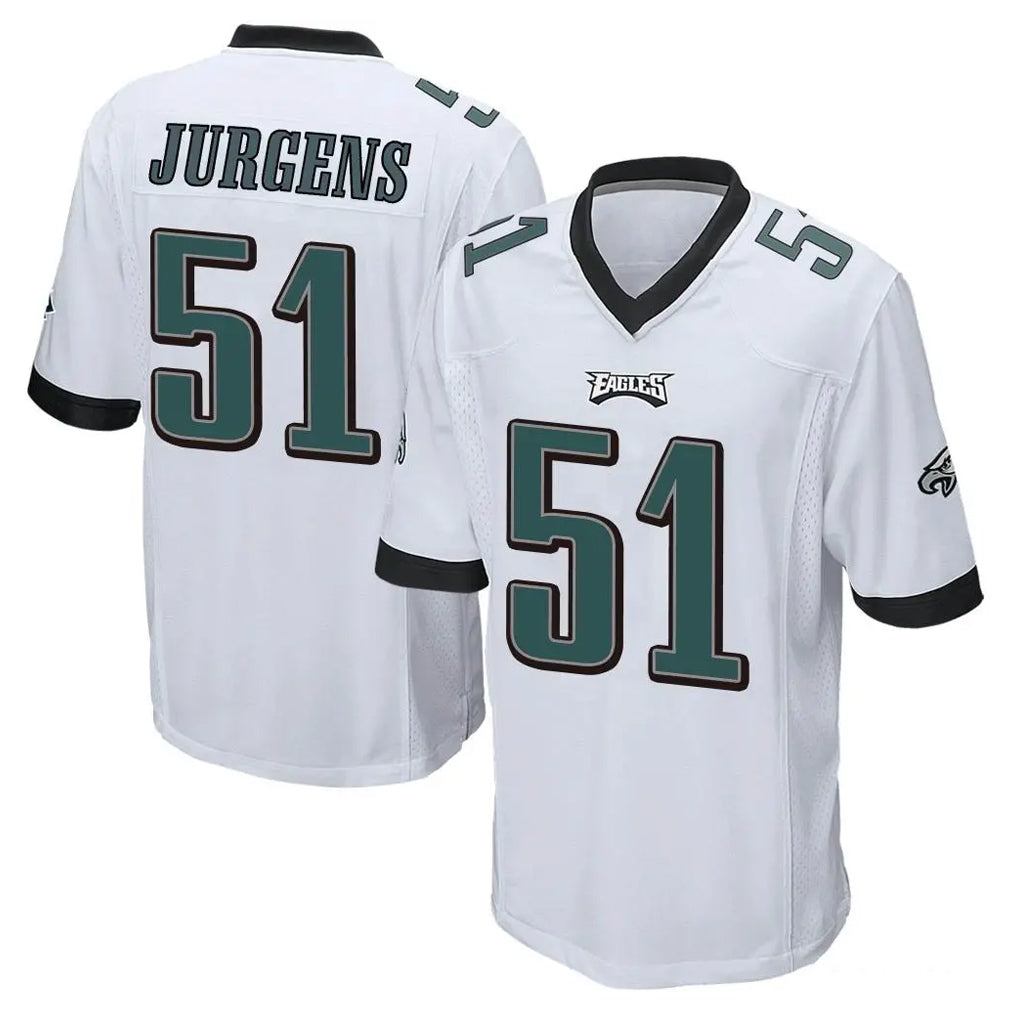 harde P.Eagles #51 Cam Jurgens Player White Home Game Stitched Jerseys