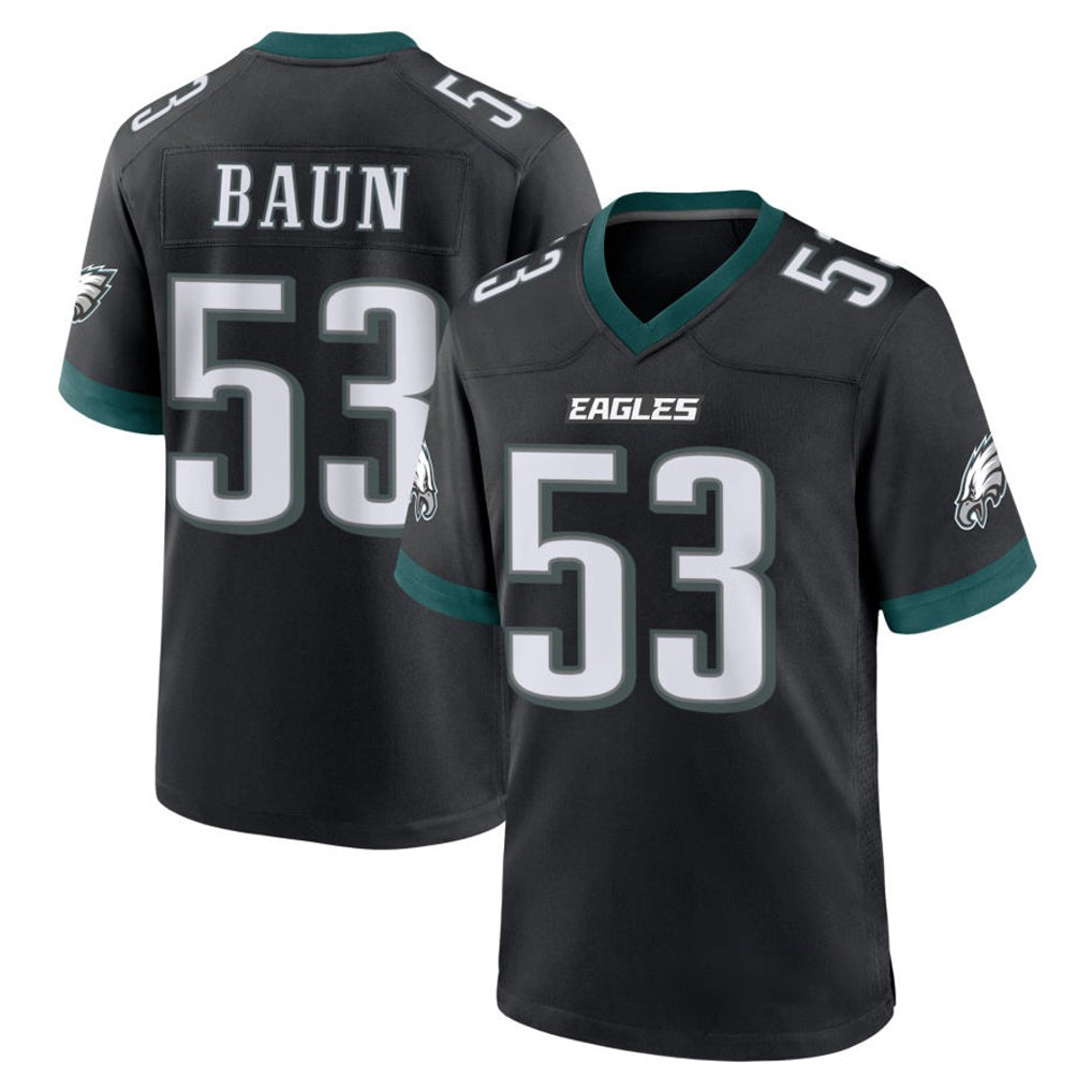harde P.Eagles #53 Zack Baun Player Black Game Home Stitched Jerseys