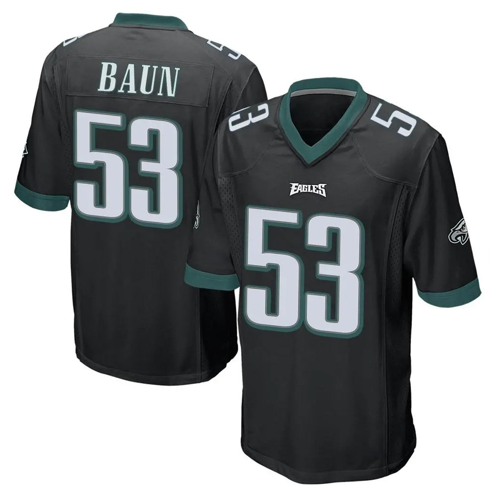 harde P.Eagles #53 Zack Baun Player Black Home Game Stitched Jerseys