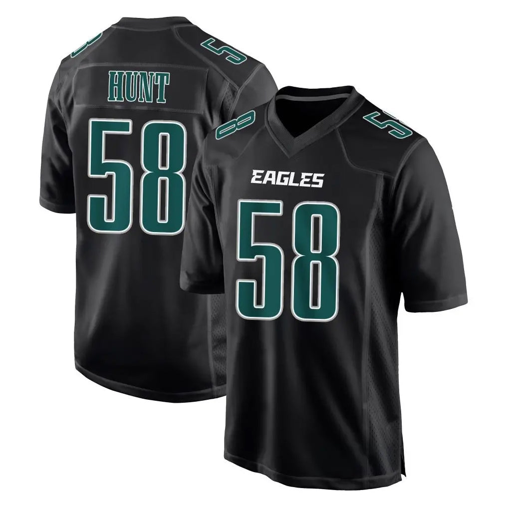 harde P.Eagles #58 Jalyx Hunt Player Carbon Black Fashion Home Game Stitched Jerseys