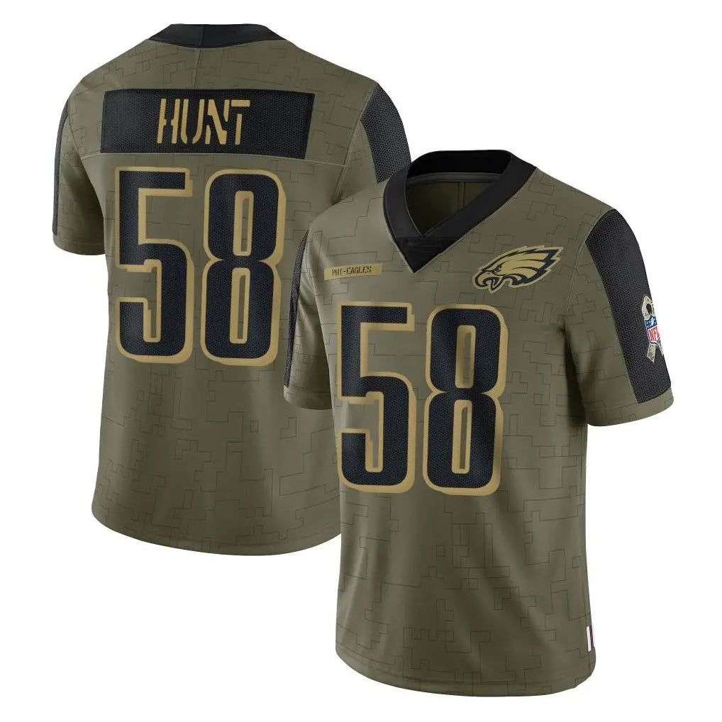 harde P.Eagles #58 Jalyx Hunt Player Olive Salute To Service Limited Game Stitched Jerseys