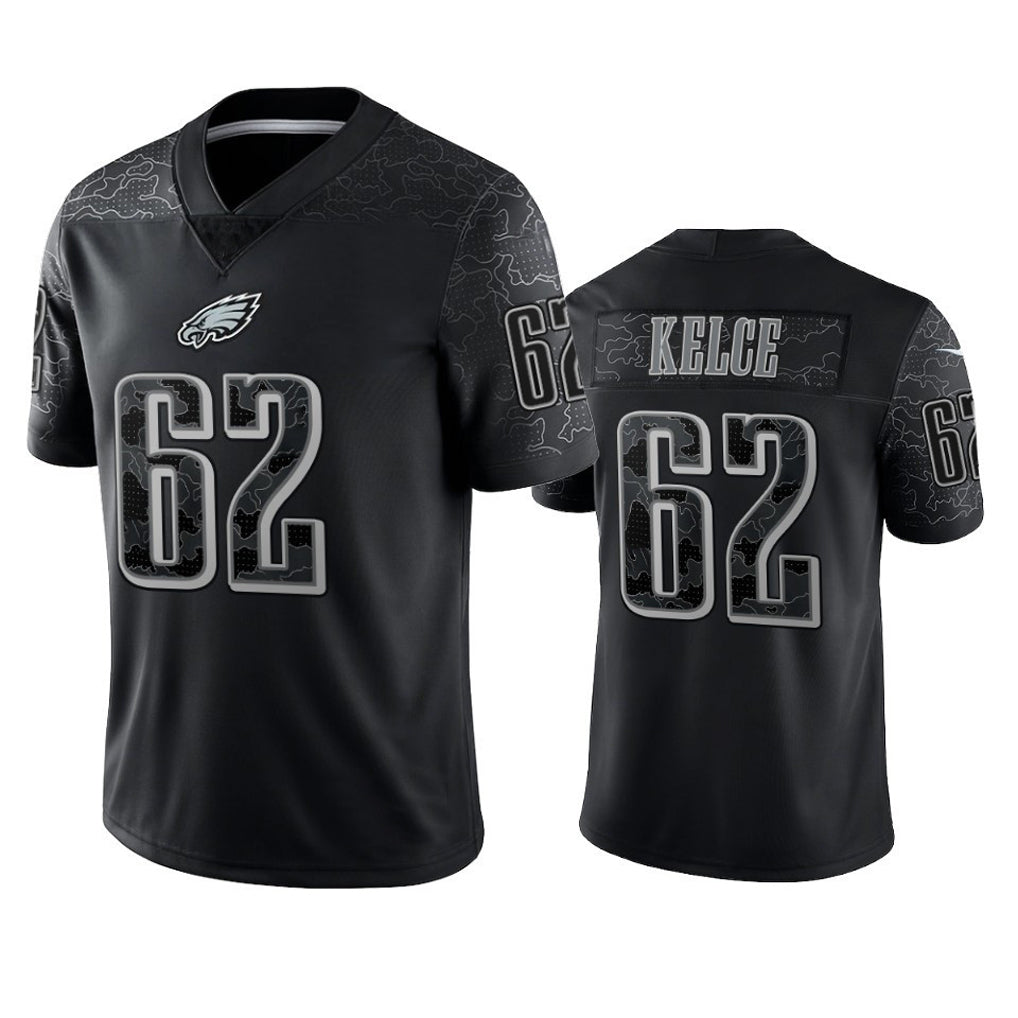 harde P.Eagles #62 Jason Kelce Player Black REFLECTIVE Limited Stitched Jerseys