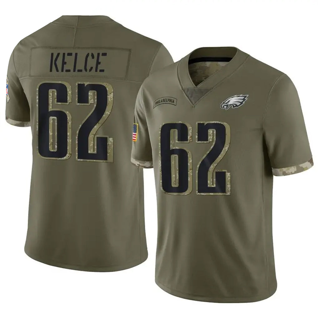 harde P.Eagles #62 Jason Kelce Player Salute To Service Olive Stitched Jerseys
