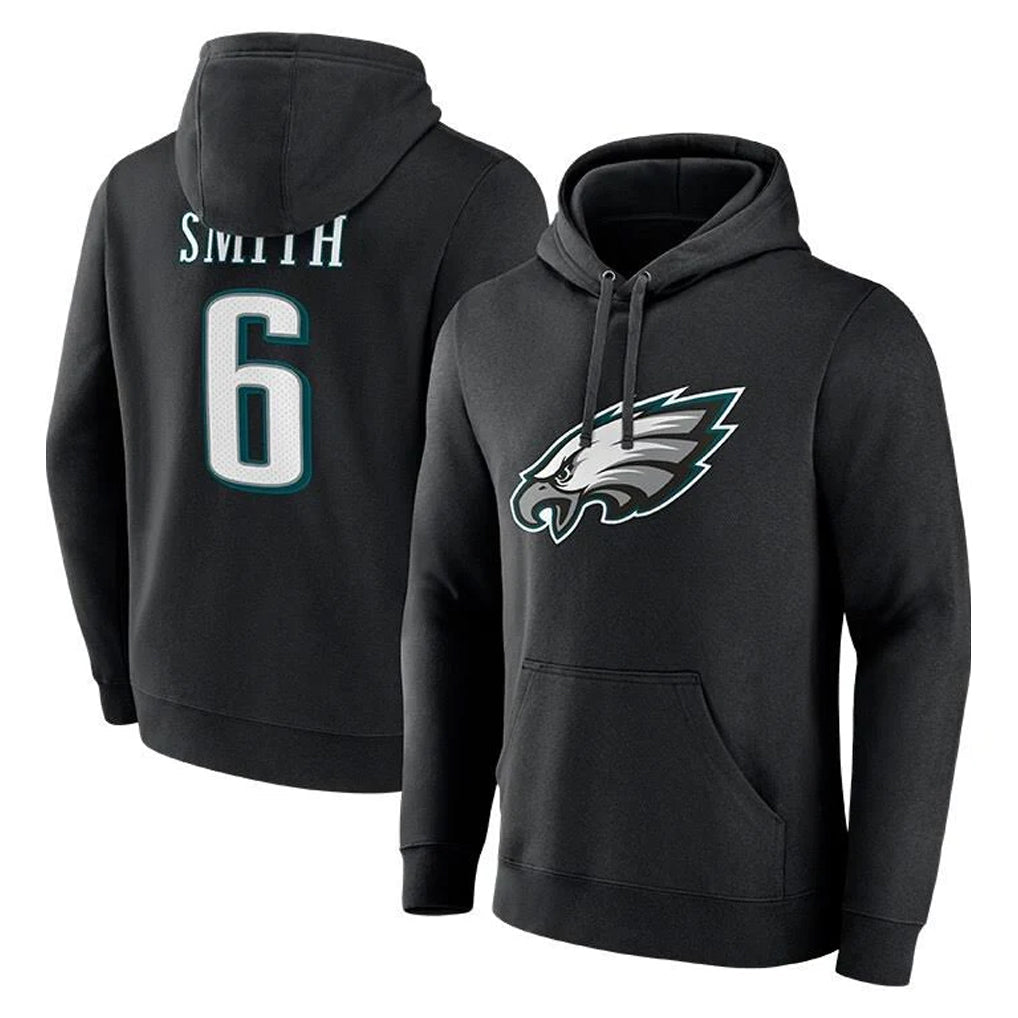 harde P.Eagles #6 DeVonta Smith Player Black Pullover Hoodies Home Game Stitched Jerseys