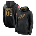 harde P.Eagles #88 Dallas Goedert Player Black Salute to Service Hoodies Limited Game Stitched Jerseys