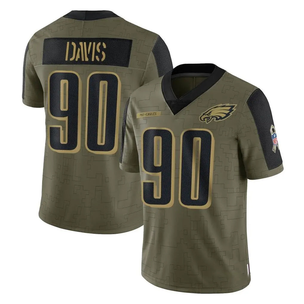 harde P.Eagles #90 Jordan Davis Player Olive Salute To Service Limited Game Stitched Jerseys