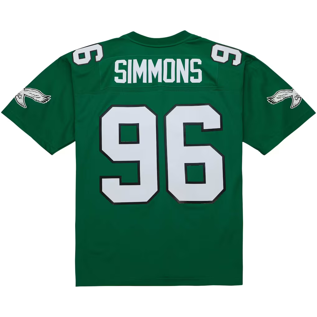 harde P.Eagles #96 Clyde Simmons Mitchell & Ness Kelly Green Legacy Replica Jersey