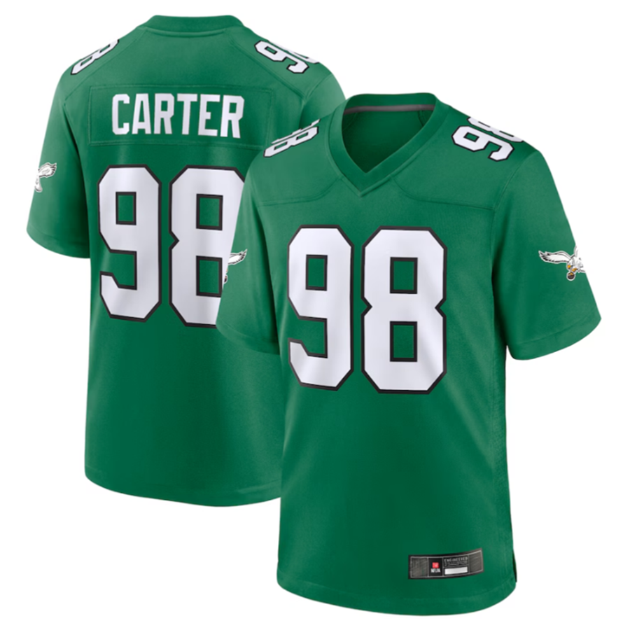harde P.Eagles #98 Jalen Carter Green Alternate Game Jersey Stitched American Stitched Jersey