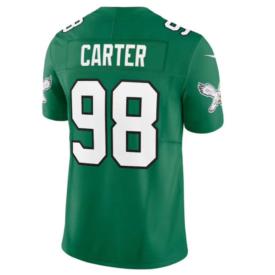 harde P.Eagles #98 Jalen Carter Green Alternate Vapor F.U.S.E. Limited Jersey Stitched American Stitched Jersey