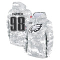harde P.Eagles #98 Jalen Carter Player Military Hoodie Arctic Camo Salute To Service Stitched Jerseys