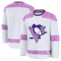 harde P.Penguins White 2024 Hockey Fights Cancer Practice Jerseys