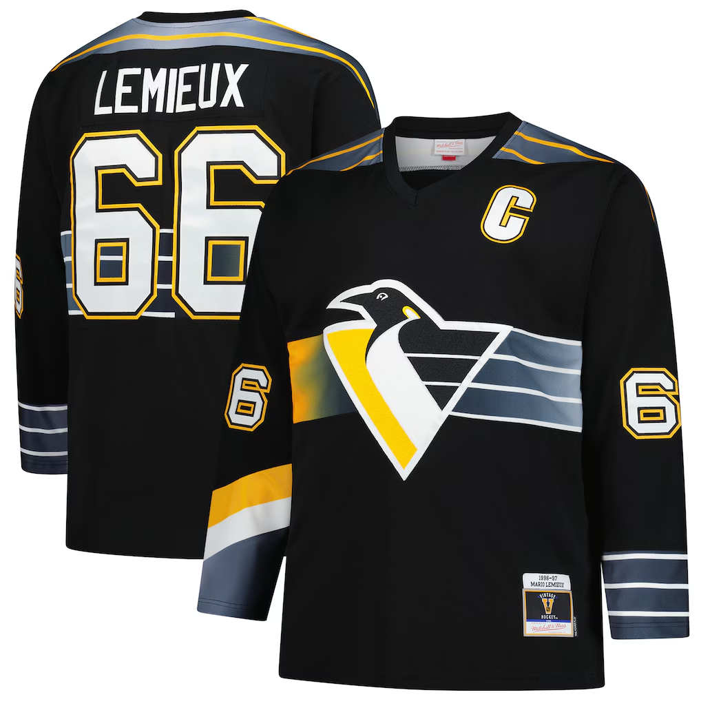 harde P.Penguins #66 Mario Lemieux Mitchell & Ness Black 1996-97 Blue Line 2.0 Jerseys