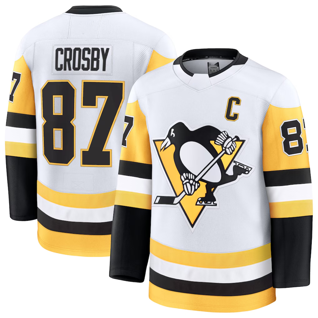 harde P.Penguins #87 Sidney Crosby White Away Premium Jerseys