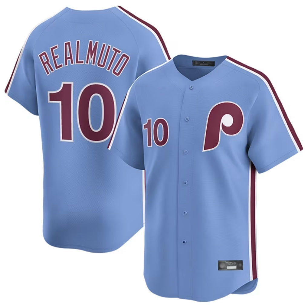 harde P.Phillies #10 J.T. Realmuto Player Light Blue Home Limited Stitched Jerseys