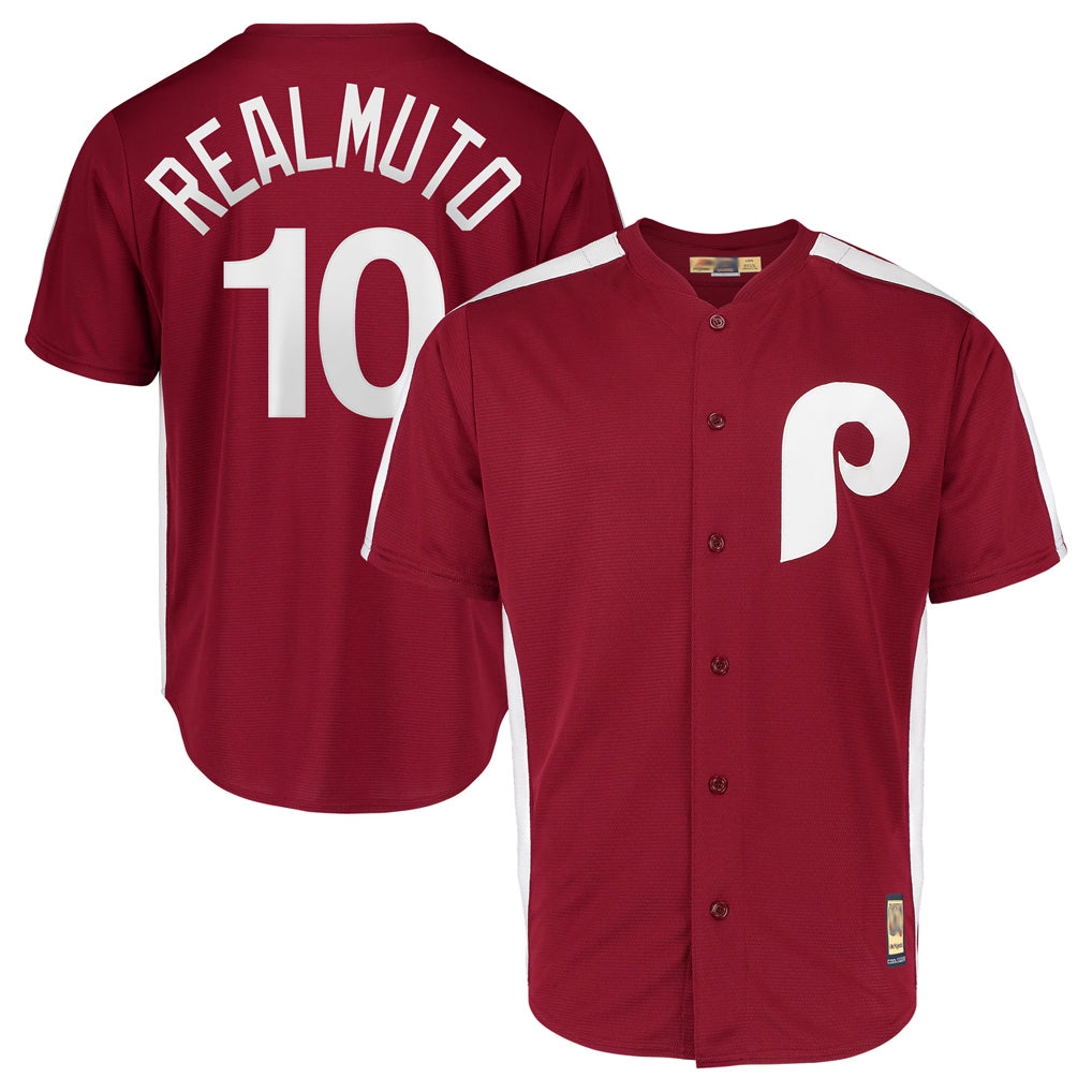 harde P.Phillies #10 J.T. Realmuto Player Red Cooperstown Collection Limited Home Stitched Jerseys