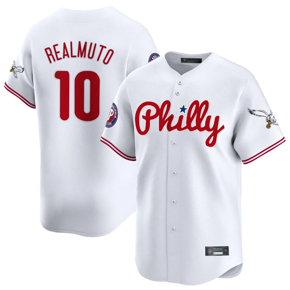 harde P.Phillies #10 J.T. Realmuto Player White Phillies & Eagles Vapor Premier Limited Stitched Jerseys