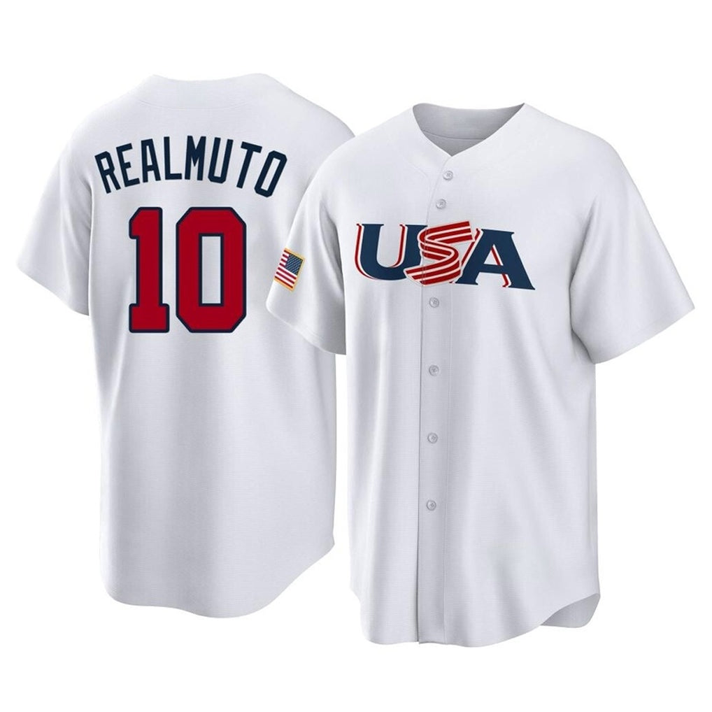 harde P.Phillies #10 J.T. Realmuto Player White USA World Classic Home Game Stitched Jerseys