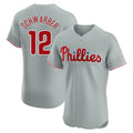 harde P.Phillies #12 Kyle Schwarber Player Gray Home Limited Elite Stitched Jerseys