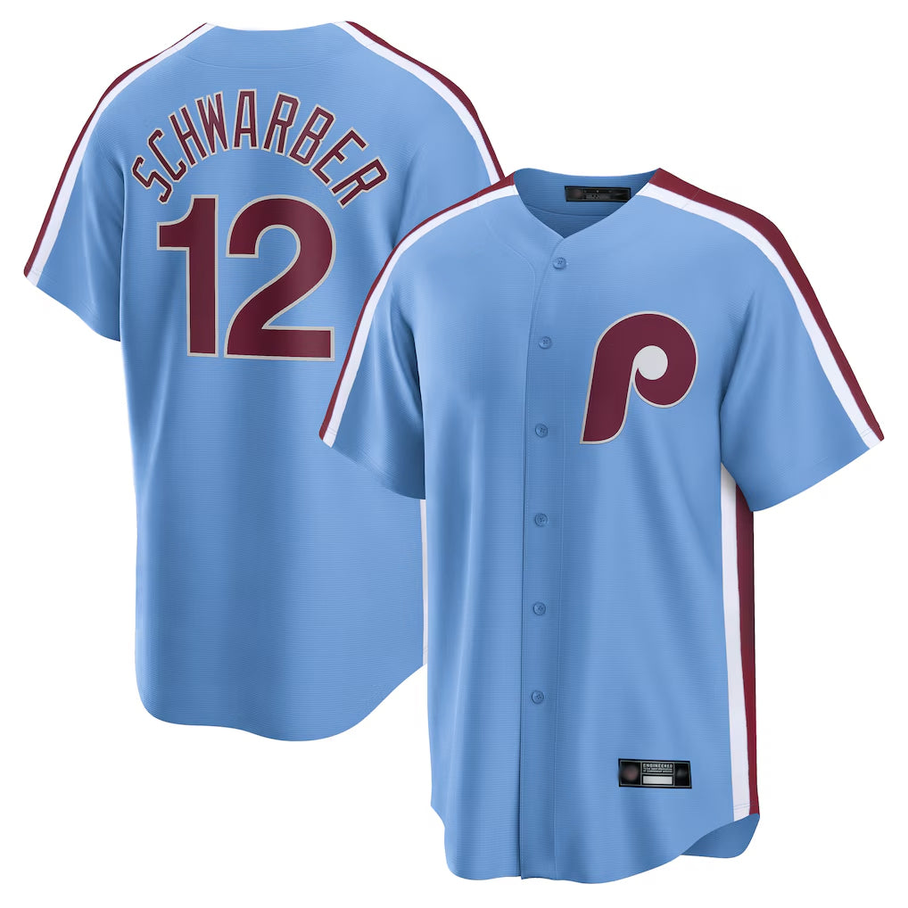 harde P.Phillies #12 Kyle Schwarber Player Light Blue Home Game Stitched Jerseys