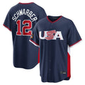 harde P.Phillies #12 Kyle Schwarber Player Navy USA World Classic Game Limited Stitched Jerseys