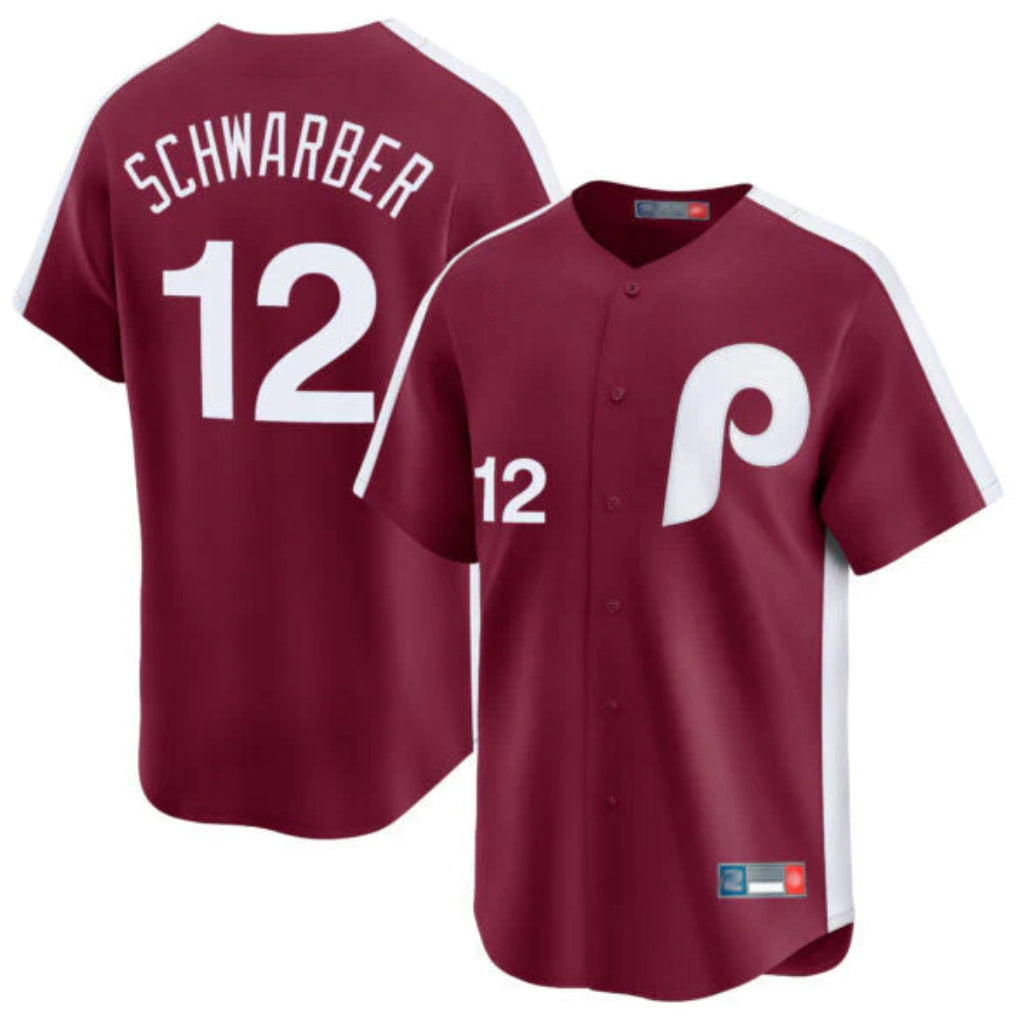 harde P.Phillies #12 Kyle Schwarber Player Red Cooperstown Collection Limited Home Stitched Jerseys