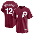 harde P.Phillies #12 Kyle Schwarber Player Red Cooperstown Collection Limited Home Stitched Jerseys