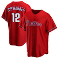 harde P.Phillies #12 Kyle Schwarber Player Red Home Game Stitched Jerseys