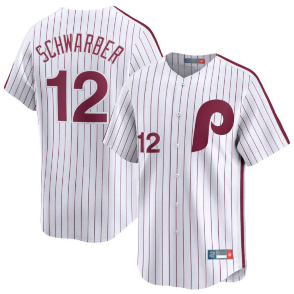 harde P.Phillies #12 Kyle Schwarber Player White Cooperstown Collection Limited Home Stitched Jerseys