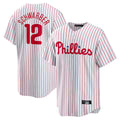 harde P.Phillies #12 Kyle Schwarber Player White Home Game Stitched Jerseys
