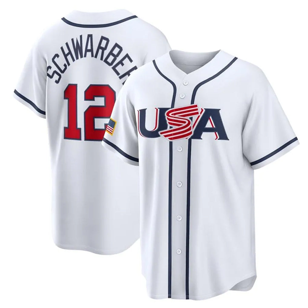 harde P.Phillies #12 Kyle Schwarber Player White USA World Classic Game Limited Stitched Jerseys